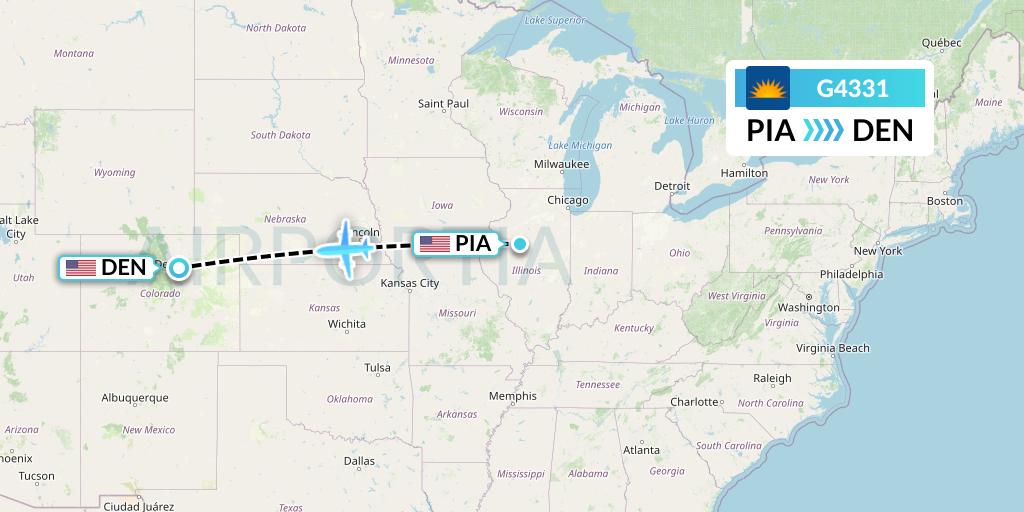 G4331 Allegiant Air Flight Map: Peoria to Denver