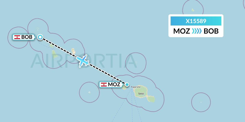 X15589 Nik Airways Flight Map: Moorea to Bora Bora
