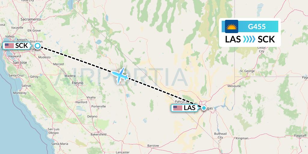 G455 Allegiant Air Flight Map: Las Vegas to Stockton