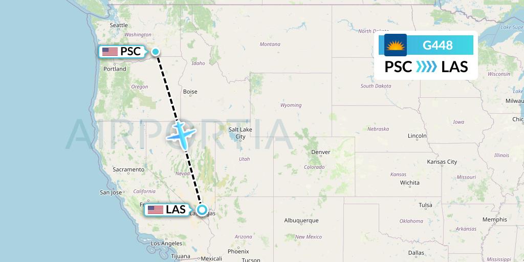 G448 Allegiant Air Flight Map: Pasco to Las Vegas