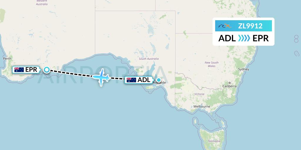 ZL9912 Regional Express Flight Map: Adelaide to Esperance