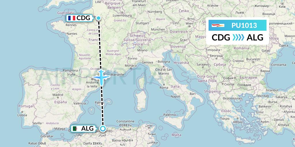 PU1013 Plus Ultra Flight Map: Paris to Algiers
