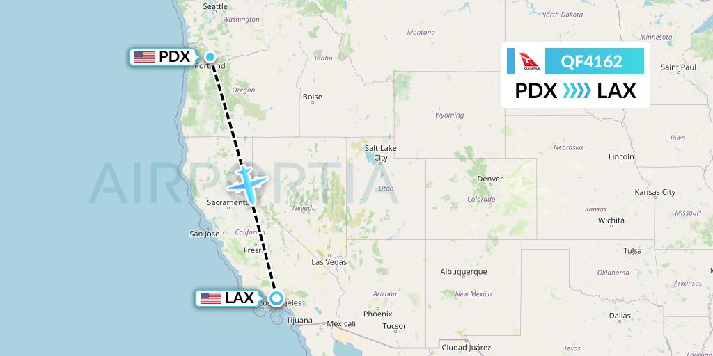 QF4162 Qantas Flight Map: Portland to Los Angeles