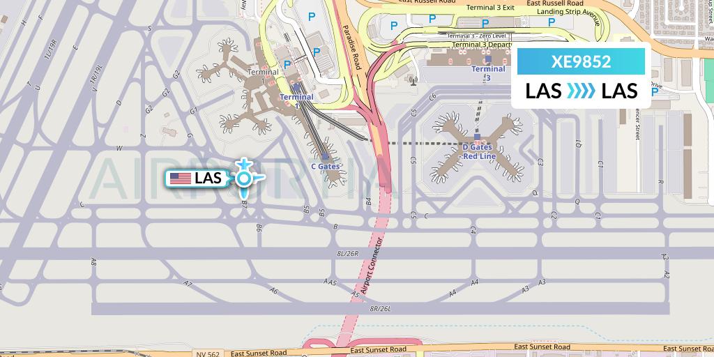 XE9852 Jsx Flight Map: Las Vegas to Las Vegas