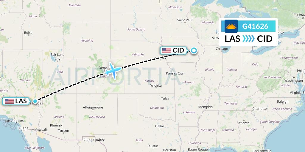 G41626 Allegiant Air Flight Map: Las Vegas to Cedar Rapids