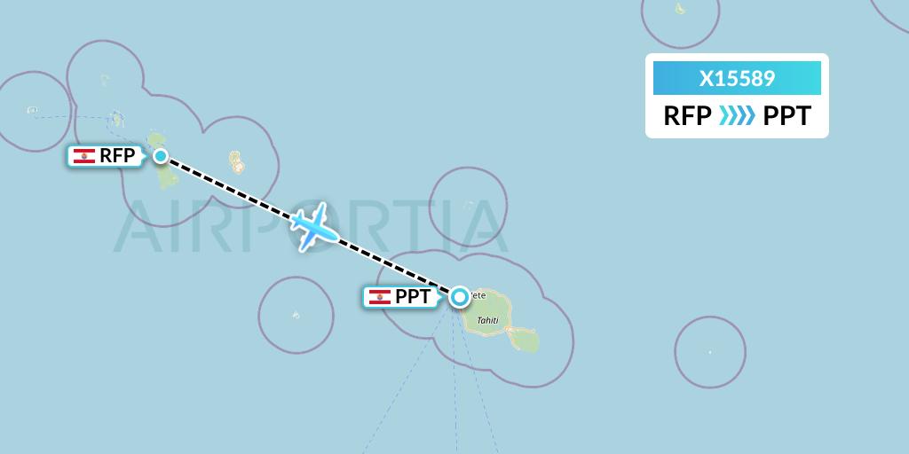 X15589 Nik Airways Flight Map: Raiatea to Papeete
