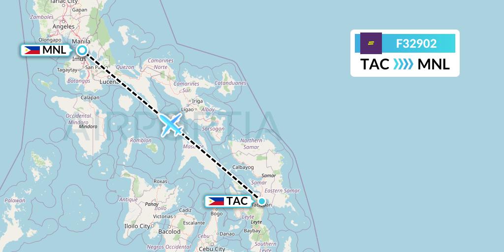 F32902 flydeal Flight Map: Tacloban to Manila