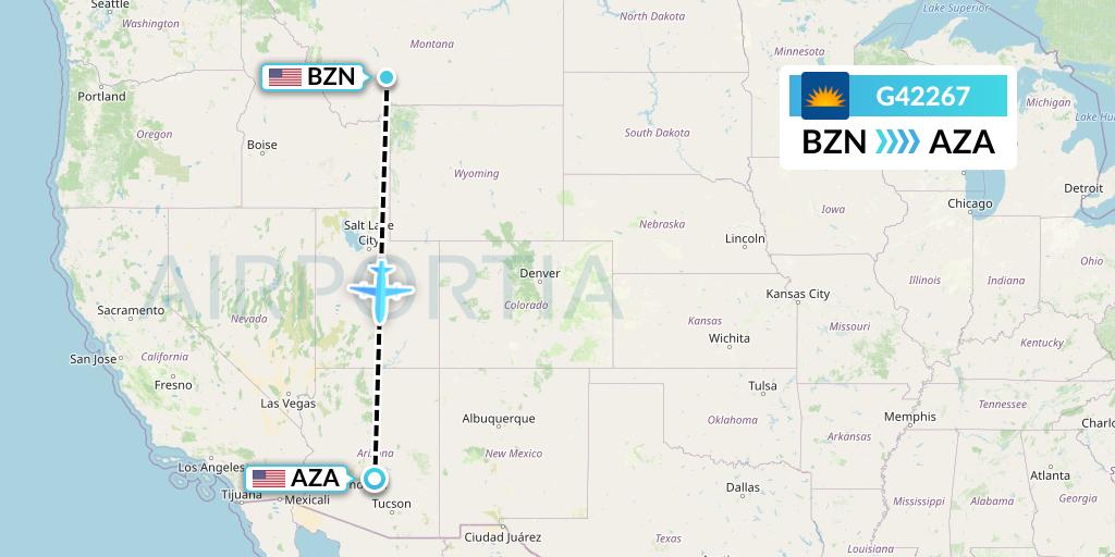 G42267 Allegiant Air Flight Map: Bozeman to Phoenix
