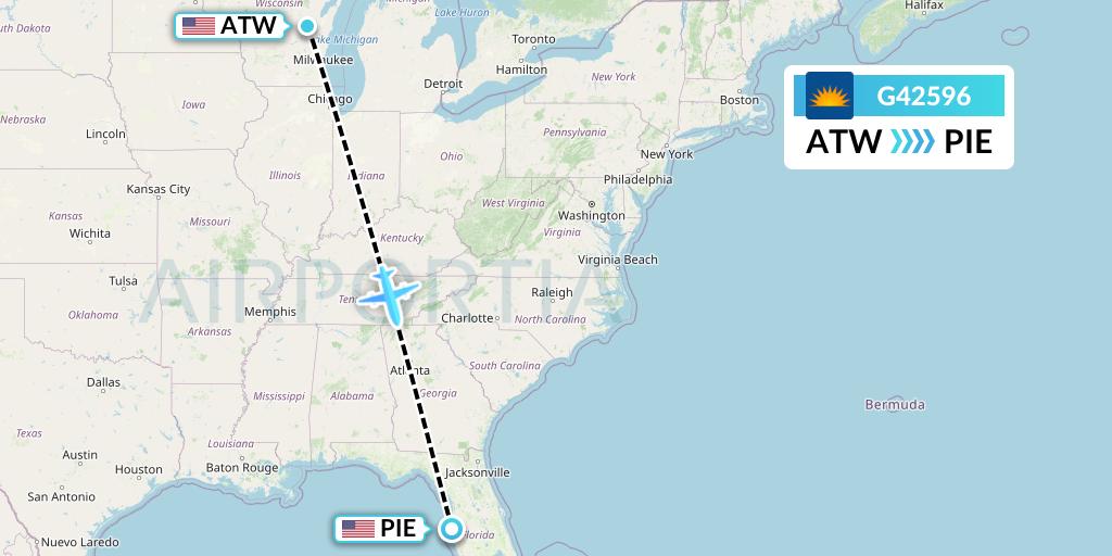 G42596 Allegiant Air Flight Map: Appleton to St. Petersburg