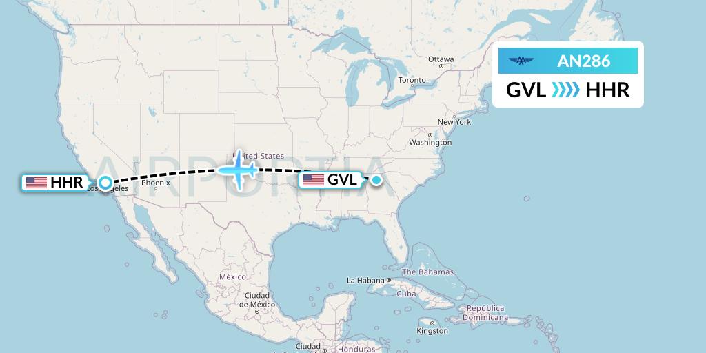 AN286 Advanced Air Flight Map: Gainesville to Hawthorne