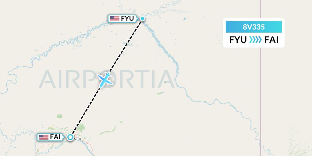 8V335 Wright Air Service Flight Map: Fort Yukon to Fairbanks