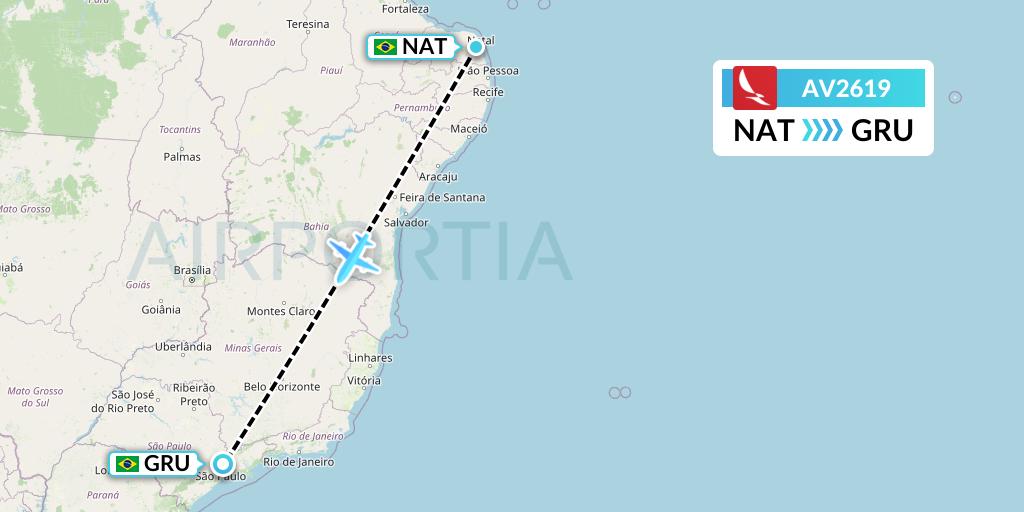 AV2619 Avianca Flight Map: Natal to Sao Paulo