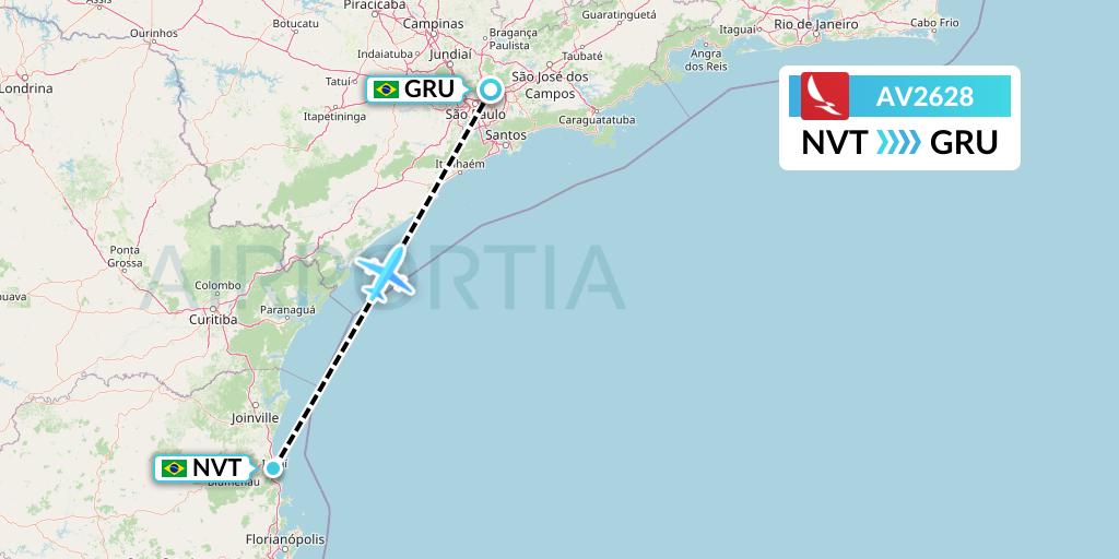 AV2628 Avianca Flight Map: Navegantes to Sao Paulo