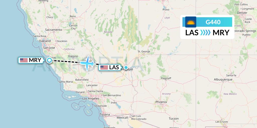 G440 Allegiant Air Flight Map: Las Vegas to Monterey
