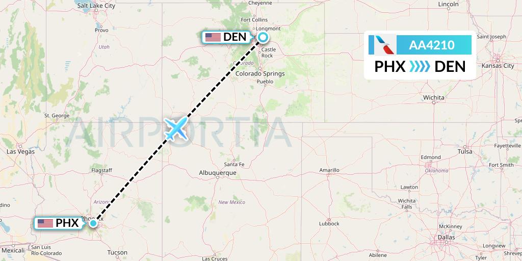 AA4210 American Airlines Flight Map: Phoenix to Denver