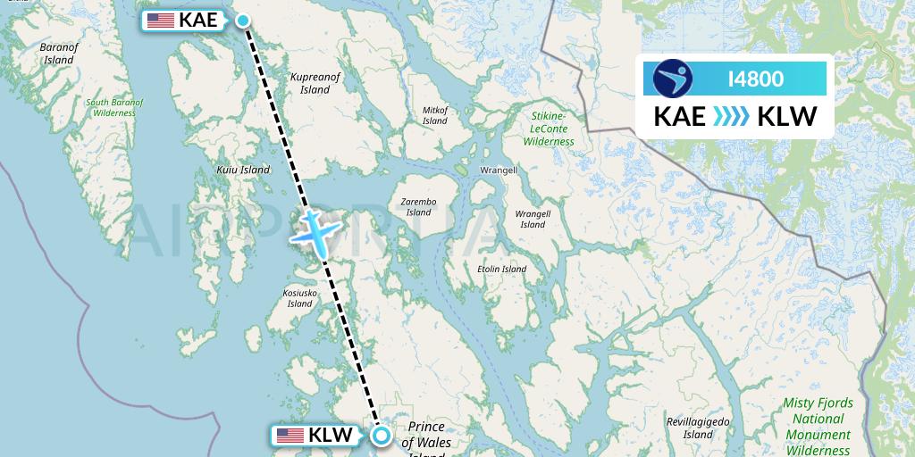 I4800 Island Air Express Flight Map: Kake to Klawock