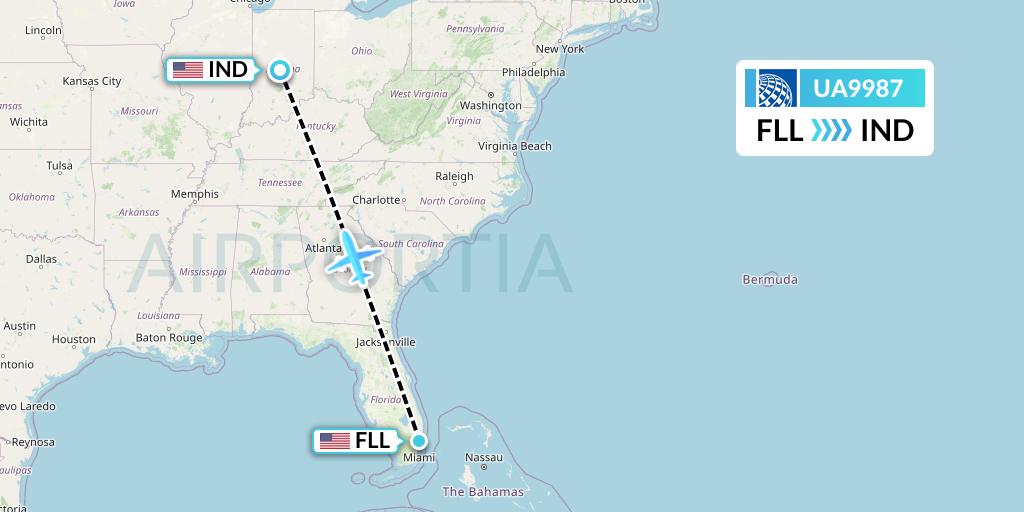 UA9987 United Airlines Flight Map: Fort Lauderdale to Indianapolis