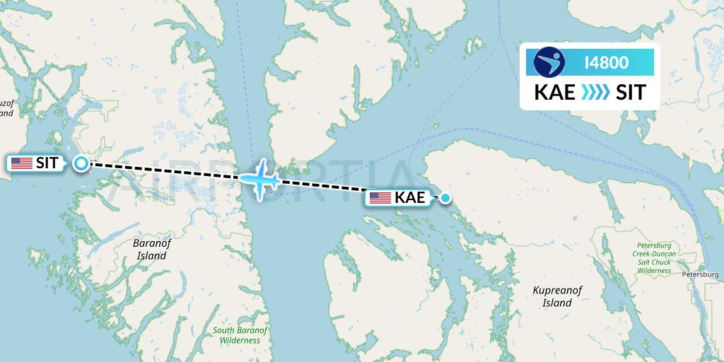 I4800 Island Air Express Flight Map: Kake to Sitka