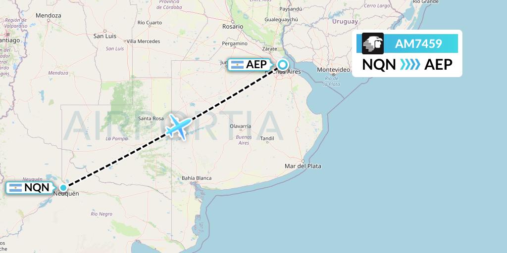 AM7459 Aeromexico Flight Map: Neuquen to Buenos Aires