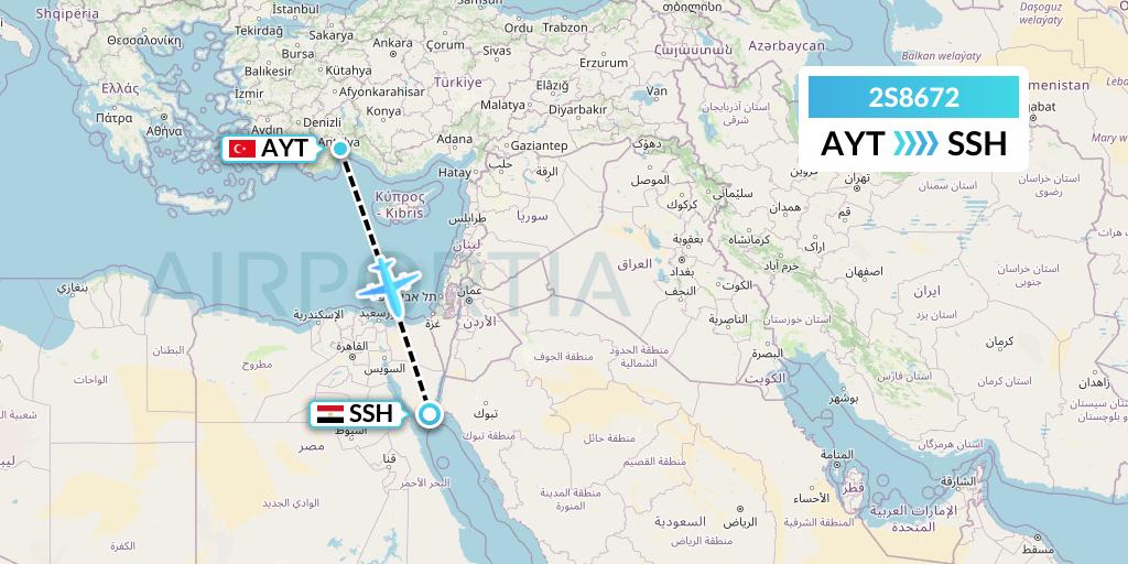 2S8672 Star Equatorial AL Flight Map: Antalya to Sharm el-Sheikh