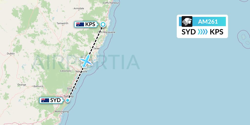 AM261 Aeromexico Flight Map: Sydney to Australia