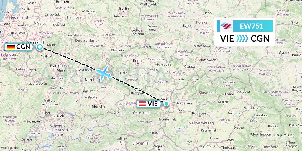 EW751 Eurowings Flight Map: Vienna to Cologne