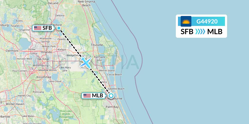G44920 Allegiant Air Flight Map: Orlando to Melbourne