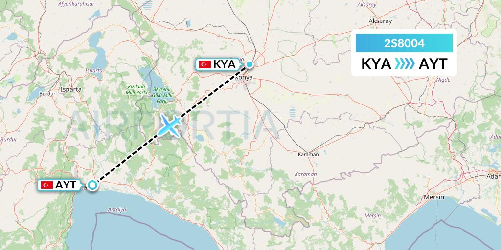 2S8004 Star Equatorial AL Flight Map: Konya to Antalya