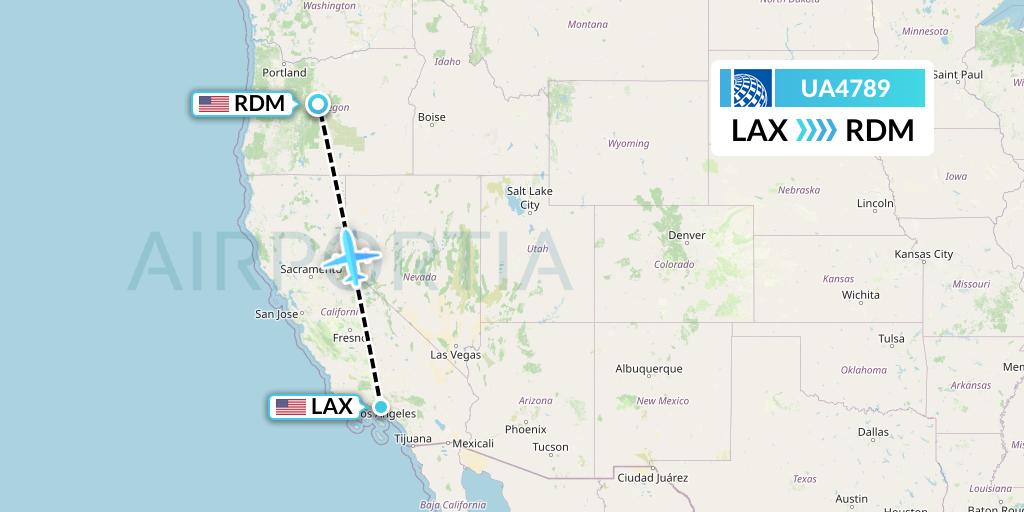 UA4789 United Airlines Flight Map: Los Angeles to Redmond