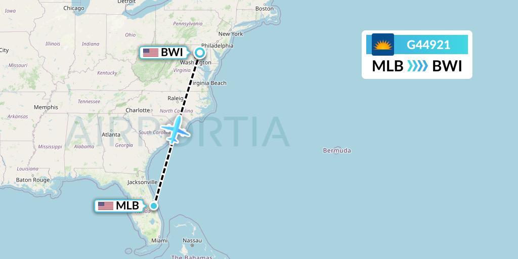 G44921 Allegiant Air Flight Map: Melbourne to Baltimore