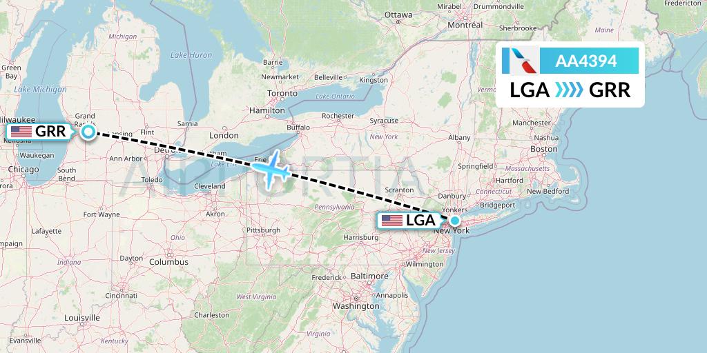 AA4394 American Airlines Flight Map: New York to Grand Rapids