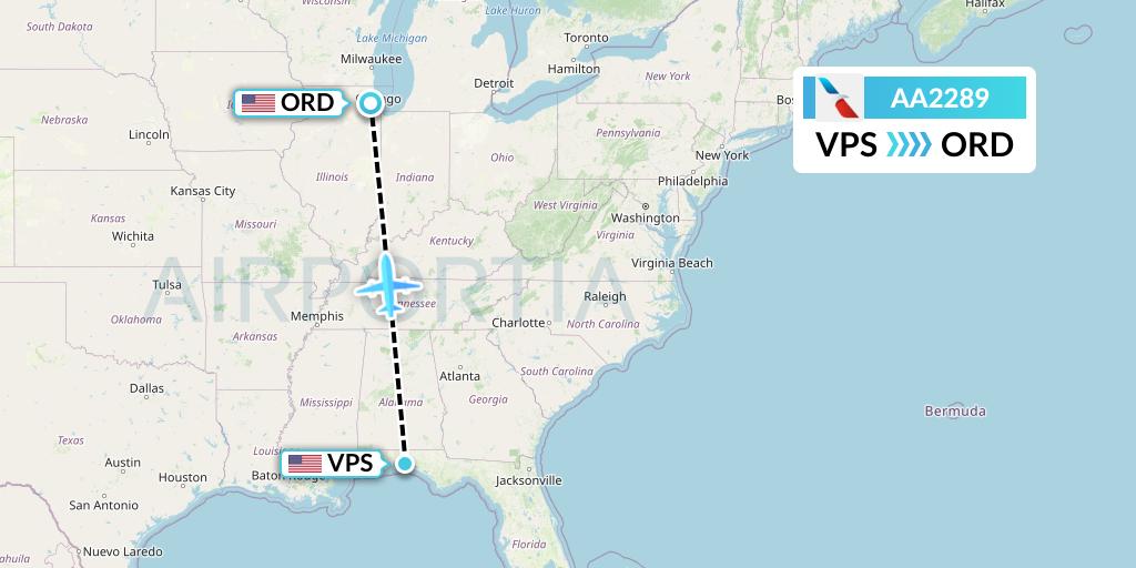 AA2289 American Airlines Flight Map: Valparaiso to Chicago