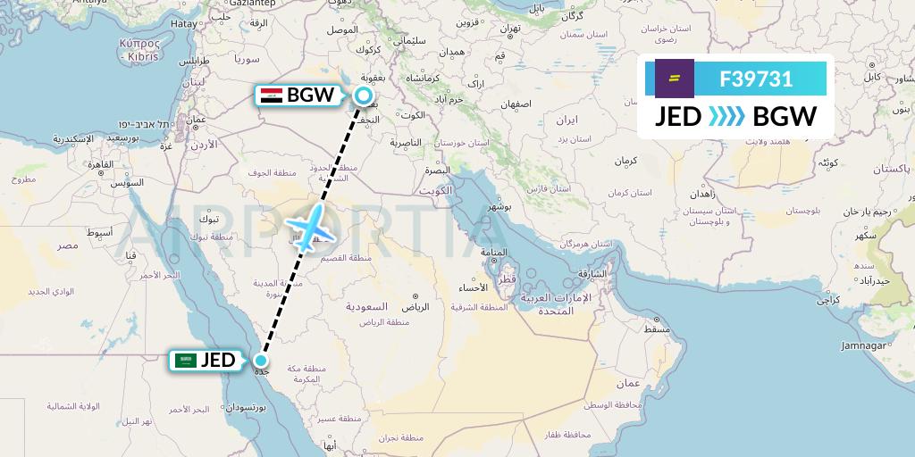 F39731 flydeal Flight Map: Jeddah to Baghdad
