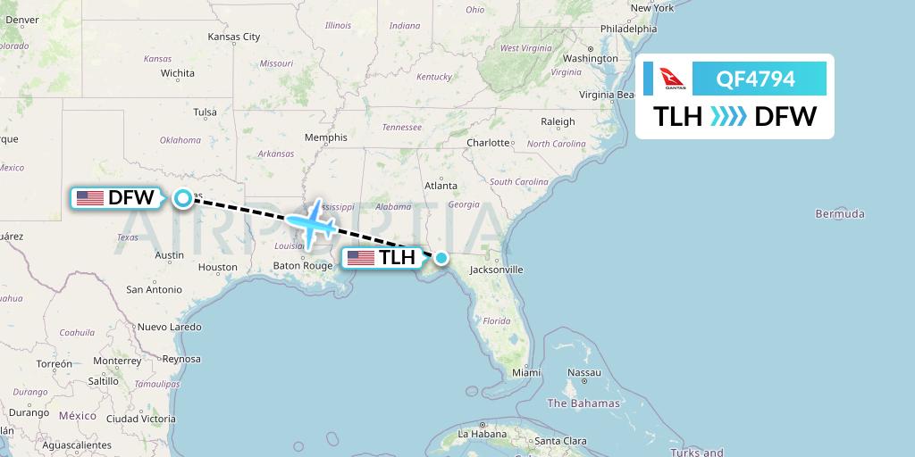 QF4794 Qantas Flight Map: Tallahassee to Dallas