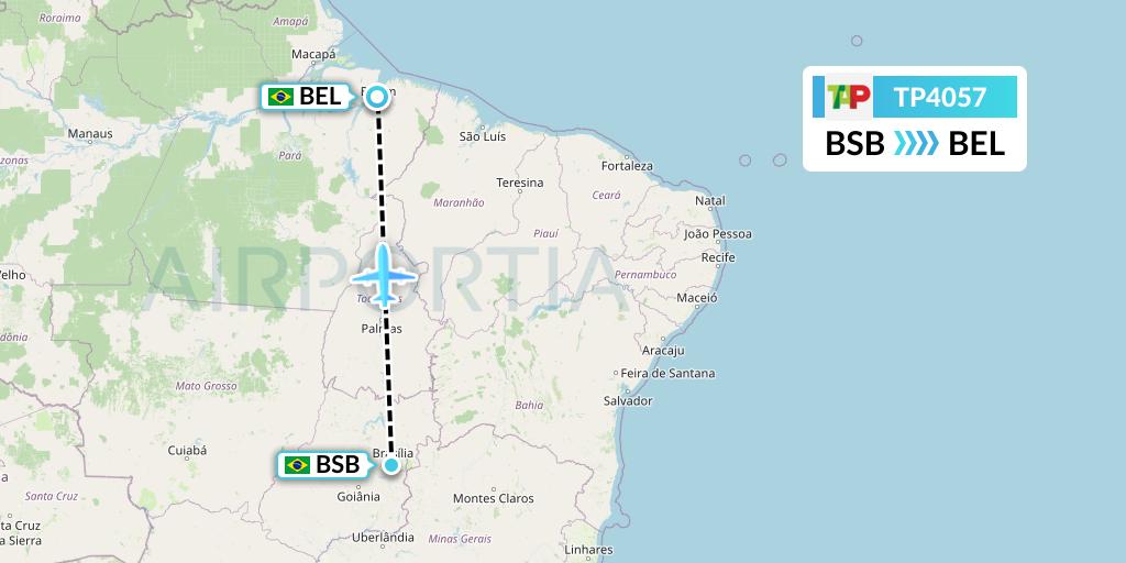TP4057 TAP Portugal Flight Map: Brasilia to Belem