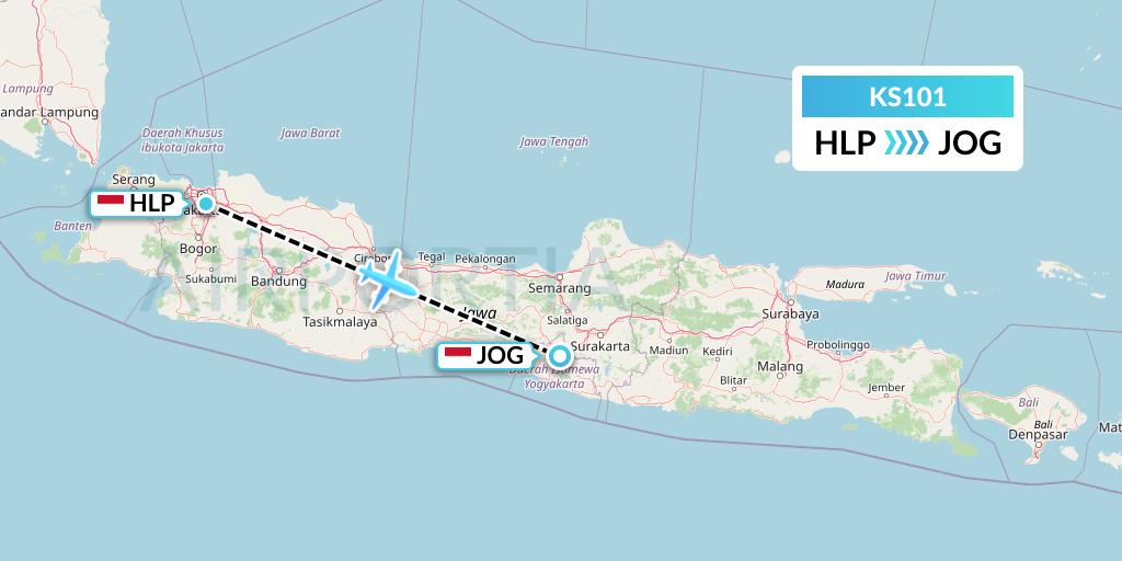 KS101 Air Connect Flight Map: Jakarta to Yogyakarta