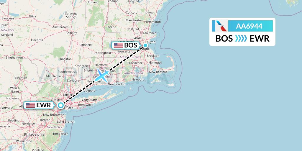 AA6944 American Airlines Flight Map: Boston to New York