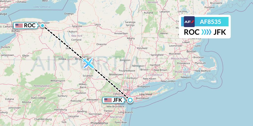 AF8535 Air France Flight Map: Rochester to New York