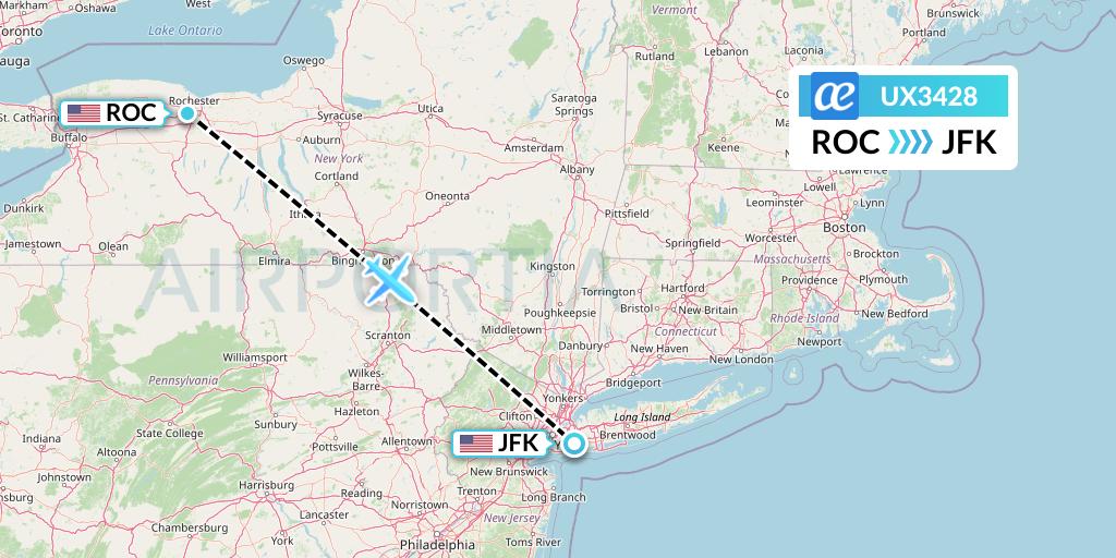 UX3428 Air Europa Flight Map: Rochester to New York