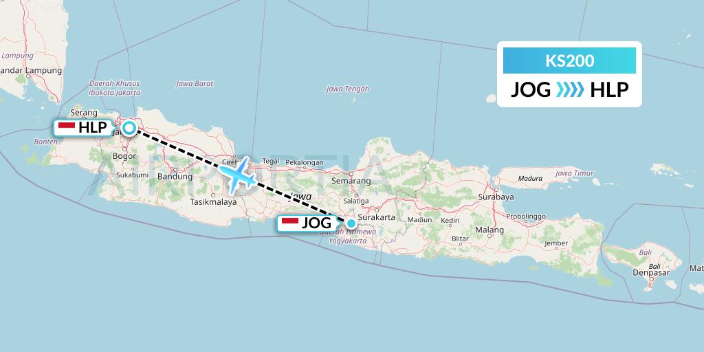 KS200 Air Connect Flight Map: Yogyakarta to Jakarta