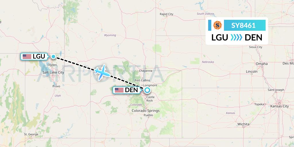 SY8461 Sun Country Airlines Flight Map: Logan to Denver
