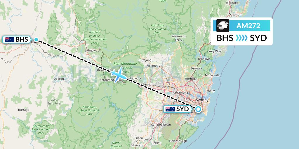 AM272 Aeromexico Flight Map: Bathurst to Sydney