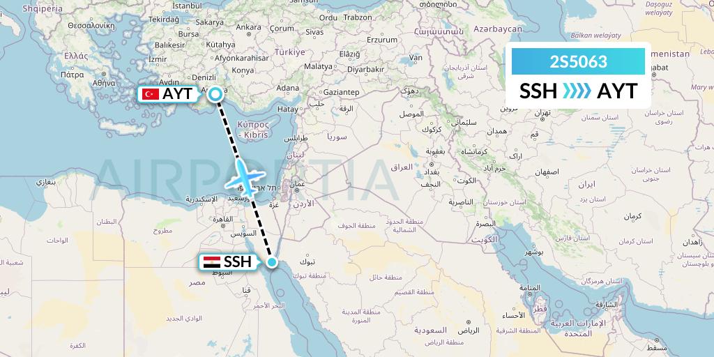2S5063 Star Equatorial AL Flight Map: Sharm el-Sheikh to Antalya
