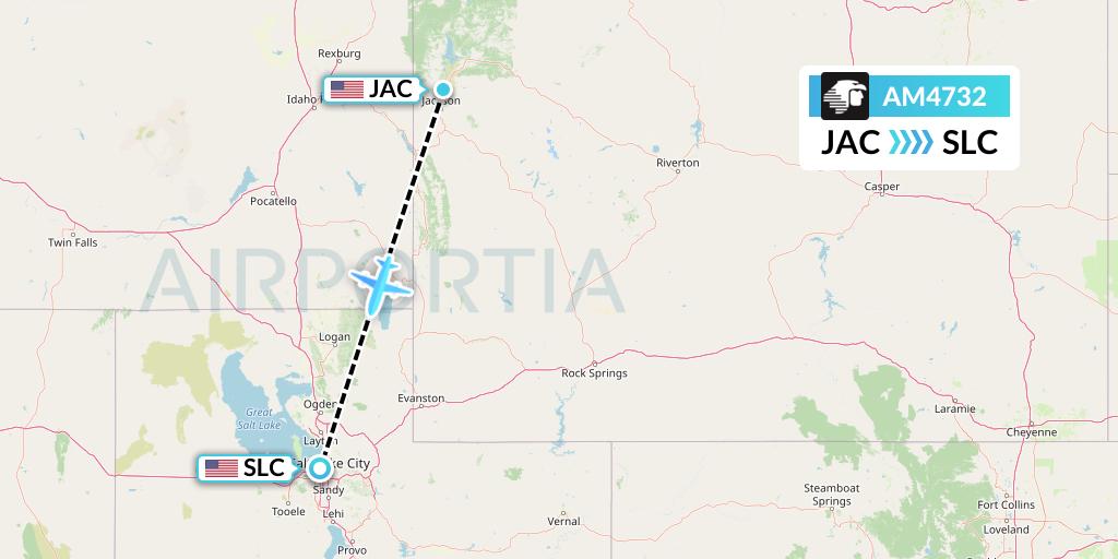 AM4732 Aeromexico Flight Map: Jackson to Salt Lake City
