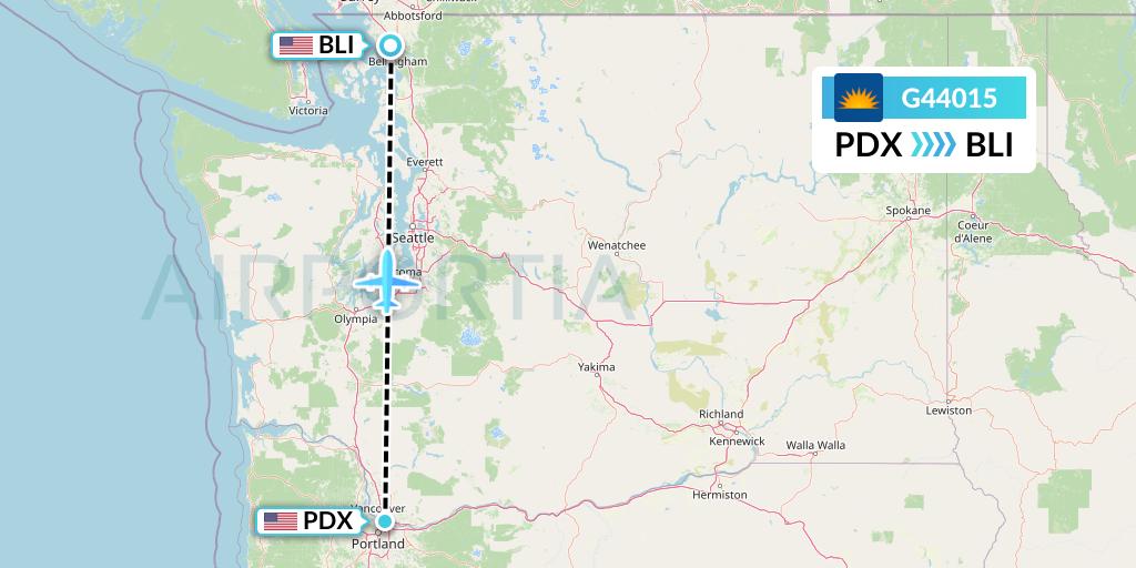 G44015 Allegiant Air Flight Map: Portland to Bellingham