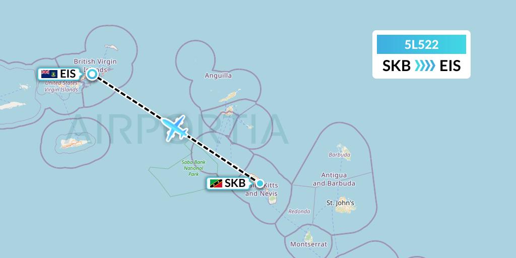 5L522 Fly Salone Airlines Limited Flight Map: Basseterre to Beef Island