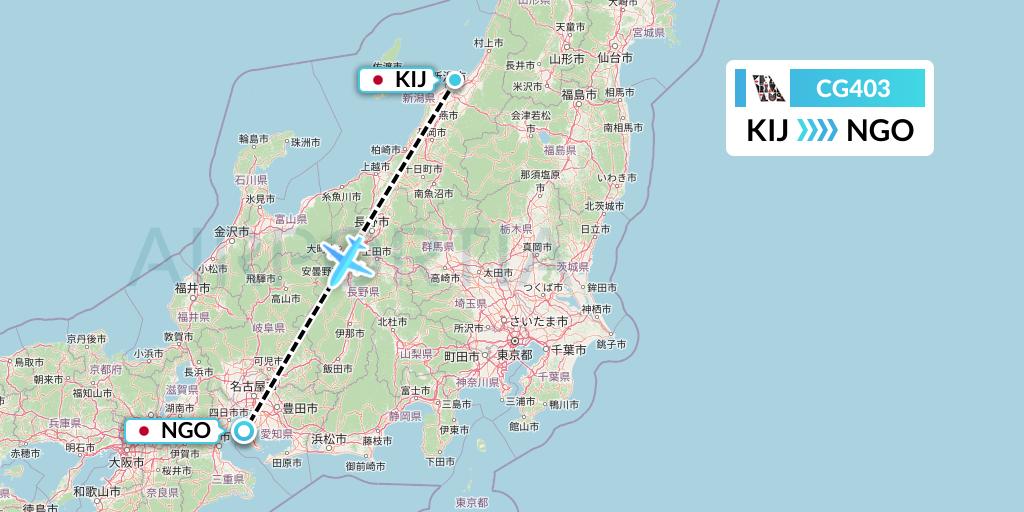 CG403 Airlines PNG Flight Map: Niigata to Nagoya
