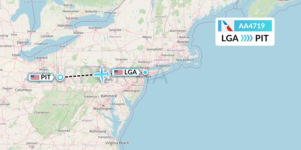 AA4719 American Airlines Flight Map: New York to Pittsburgh