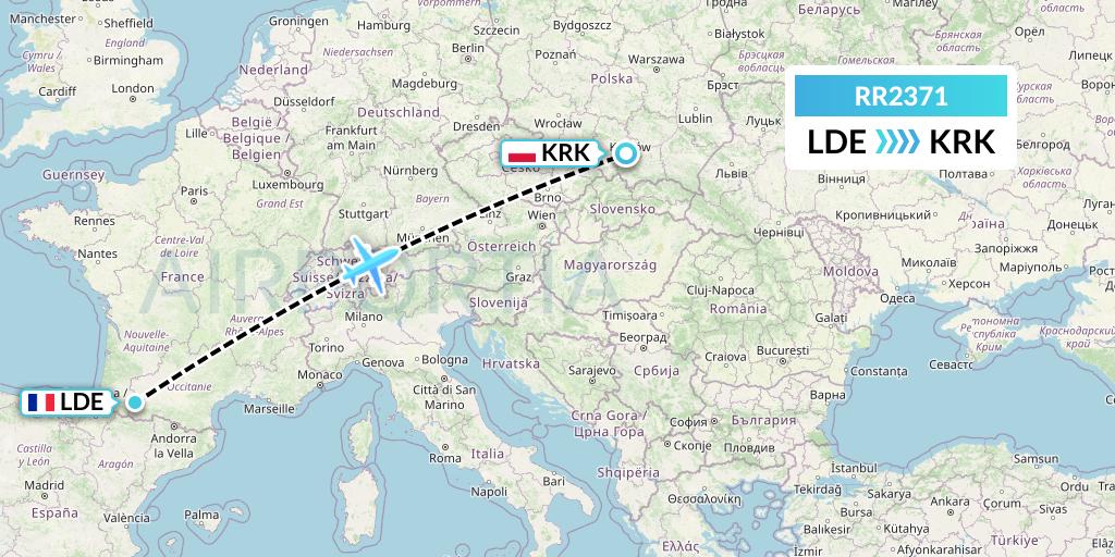 RR2371 Royal Air Force Flight Map: Tarbes to Krakow