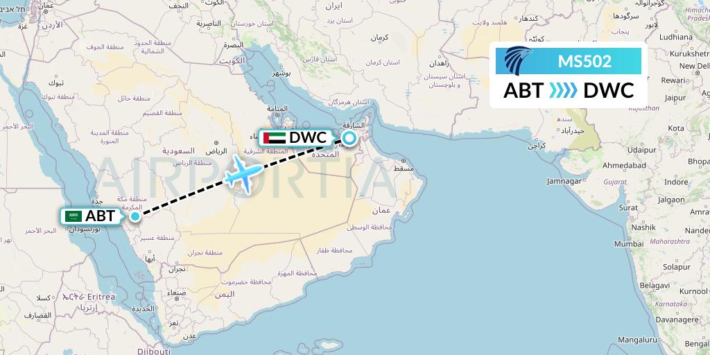 MS502 EgyptAir Flight Map: Al-Baha to Dubai
